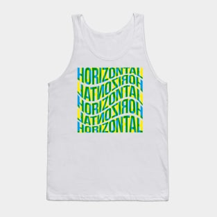 Horizontal Waves Typography (Blue Yellow Green) Tank Top